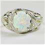 SR083, Created White Opal, 925 Sterling Silver Ring