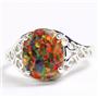 SR057, Created Red Brown Opal, 925 Sterling Silver Ladies Ring
