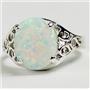 SR057, Created White Opal, 925 Sterling Silver Ladies Ring
