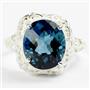 Sterling Silver Ladies Ring, London Blue Topaz, SR009