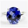 Sterling Silver Ladies Ring, Created Blue Sapphire, SR055