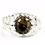 925 Sterling Silver Men's Nugget Ring, Smoky Quartz, SR168