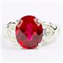 SR243, Created Ruby, 925 Sterling Silver Ladies Ring