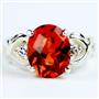 SR243,  Created Padparadsha Sapphire, 925 Sterling Silver Ring