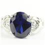 SR243, Created Blue Sapphire, 925 Sterling Silver Ladies Ring