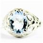 Sterling Silver Ladies Ring, Aquamarine, SR004