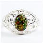 Created Black Opal, 925 sterling silver Ring, SR111,