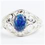 Created Blue Green Opal, 925 Sterling Silver Ladies Ring, SR111,