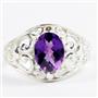 925 Sterling Silver Ladies Ring, Amethyst, SR111