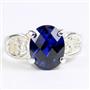 Created Blue Sapphire, 925 Sterling Silver Ladies Ring, SR369