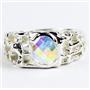 925 Sterling Silver Men's Nugget Ring, Mercury Mist Topaz, SR197