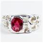 925 Sterling Silver Men's Nugget Ring, Created Ruby, SR197