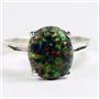 Created Black Opal, 925 Sterling Silver Ladies Ring, SR055