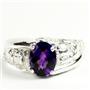925 Sterling Silver Men's Nugget Ring, Amethyst, SR368