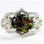 SR367, Created Black Opal, 925 Sterling Silver Ladies Ring