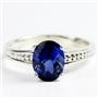 Created Blue Sapphire, Sterling Silver Ladies Ring, SR371