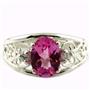 SR306, Created Pink Sapphire, 925 Sterling Silver Ring with Accents