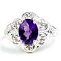 925 Sterling Silver Ladies Ring, Amethyst, SR125