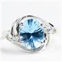 Sterling Silver Ladies Ring, Concave Cut Swiss Blue Topaz, SR021