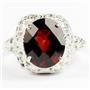 Sterling Silver Ladies Ring, Mozambique Garnet, SR009