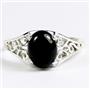 Sterling Silver Ladies Ring, Black Onyx, SR005