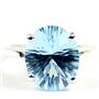 Sterling Silver Ladies Ring, Concave Cut Swiss Blue Topaz, SR055