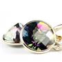 14k Gold Leverback Earrings, Mystic Fire Topaz, E211
