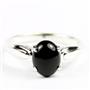 Black Onyx, 925 Sterling Silver Topaz Ladies Ring, SR058