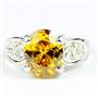 Golden Yellow CZ, 925 Sterling Silver Ladies Ring, SR369