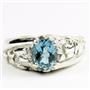 925 Sterling Silver Men's Nugget Ring, Swiss Blue Topaz, SR368