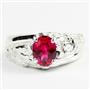 925 Sterling Silver Men's Nugget Ring, Created Ruby, SR368