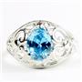 Swiss Blue CZ, 925 Sterling Silver Ladies Ring, SR111