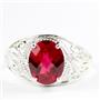 Created Ruby, 925 Sterling Silver Ladies Ring, SR083