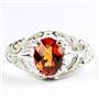 Created Padparadsha Sapphire, 925 Sterling Silver Ladies Ring, SR113
