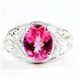 Created Pink Sapphire, 925 Sterling Silver Ladies Ring, SR083