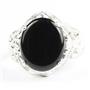 925 Sterling Silver Ladies Filigree Ring, Black Onyx, SR114