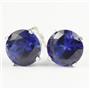 925 Sterling Silver Post Earrings, Created Blue Sapphire, SE012