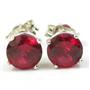 925 Sterling Silver Post Earrings, Created Ruby, SE012
