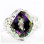 925 Sterling Silver Ladies Filigree Ring, Mystic Fire Topaz, SR114