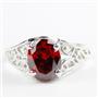 Sterling Silver Ladies Ring, Garnet CZ, SR005