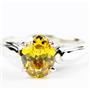 Golden Yellow CZ,925 Sterling Silver Ladies Ring, SR058
