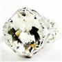 925 Sterling Silver Ladies Filigree Ring, Silver Topaz, SR114
