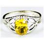 Golden Yellow CZ, 925 Sterling Silver Ladies Ring, SR137