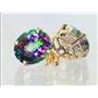14k Gold Post Earrings, Mystic Fire Topaz, E202
