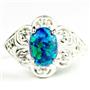 Created Blue/Green Opal, 925 Sterling Silver ladies Ring, SR125