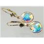 14k Gold Leverback Earrings, Mercury Mist Topaz, E101