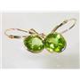 14k Gold Leverback Earrings, Peridot, E101