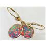 14k Gold Leverback Earrings, Created Red/Brown Opal, E201