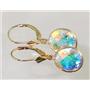 14k Gold Leverback Earrings, Mercury Mist Topaz, E201