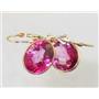 14k Gold Leverback Earrings, Pure Pink Topaz, E201
